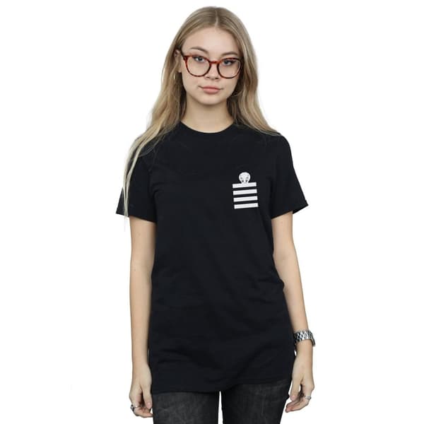 Looney Tunes Womens/Ladies Tweety Pie Striped Faux Pocket Cotton Boyfriend T-Shirt