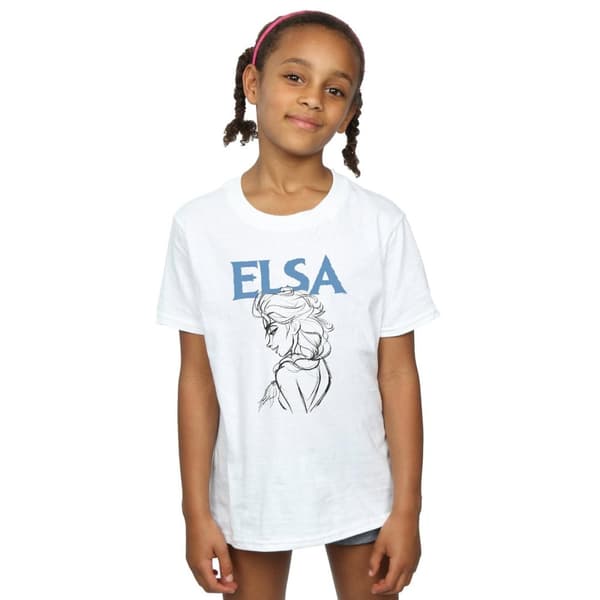 Disney Frozen Elsa Profil Sketch T-shirt i bomull för flickor