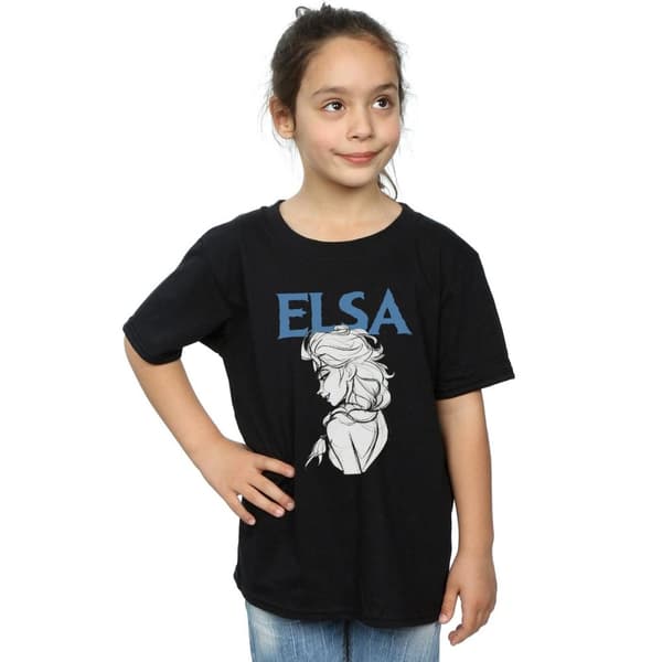 Disney Frozen Elsa Profil Sketch T-shirt i bomull för flickor