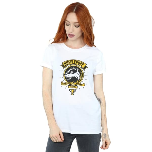 Harry Potter Dam/Häst Hufflepuff Toon Crest Boyfriend T-shirt i bomull