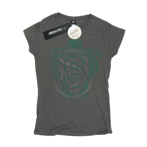 Harry Potter Womens/Ladies Slytherin Serpent Crest Cotton T-Shirt Charcoal XL