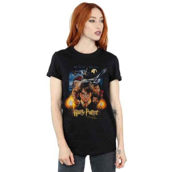 Harry Potter Womens/Ladies The Sorcerer´s Stone Poster Cotton Boyfriend T-Shirt