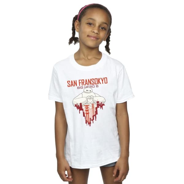 Disney Girls Big Hero 6 Baymax San Fransokyo hjärta bomulls t-shirt