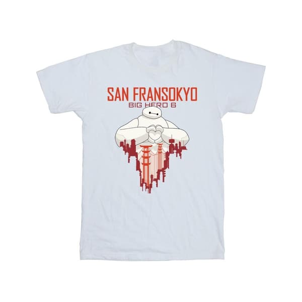 Disney Girls Big Hero 6 Baymax San Fransokyo hjärta bomulls t-shirt
