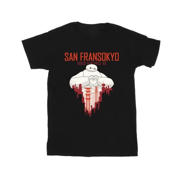 Disney Girls Big Hero 6 Baymax San Fransokyo hjärta bomulls t-shirt