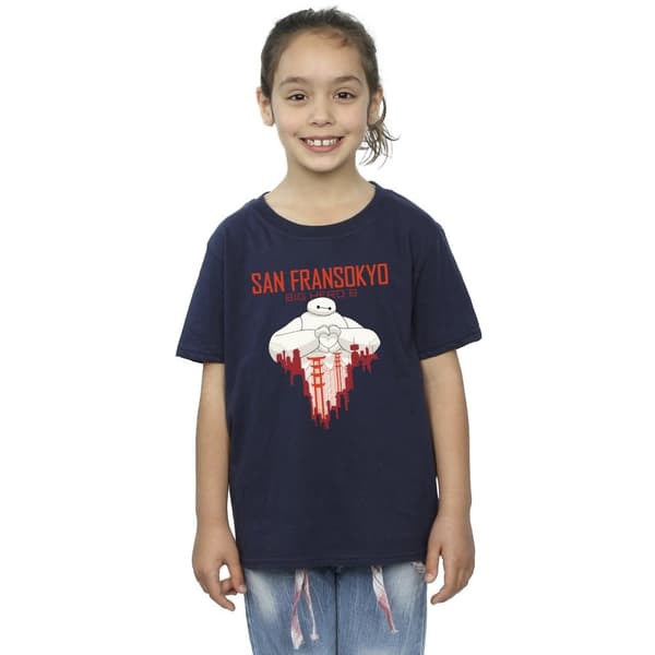 Disney Girls Big Hero 6 Baymax San Fransokyo hjärta bomulls t-shirt