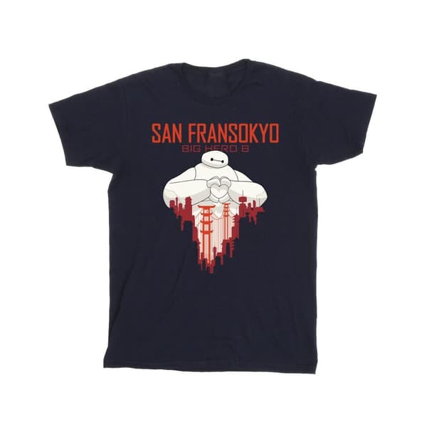 Disney Girls Big Hero 6 Baymax San Fransokyo hjärta bomulls t-shirt