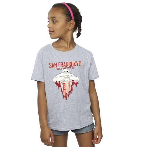 Disney Girls Big Hero 6 Baymax San Fransokyo hjärta bomulls t-shirt