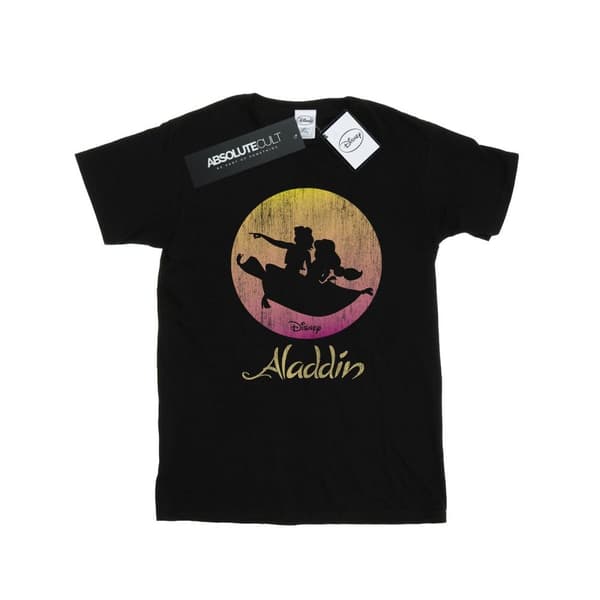 Disney T-shirt i bomull med flygande solnedgång från Aladdin Black 9-11 Years