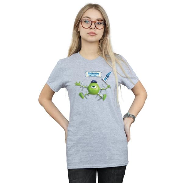 Disney Dam/dam Monsters University Boyfriend-t-shirt i bomull med tejpade mickar