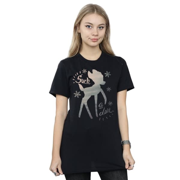 Disney Womens/Ladies Bambi Winter Deer Cotton Boyfriend T-Shirt