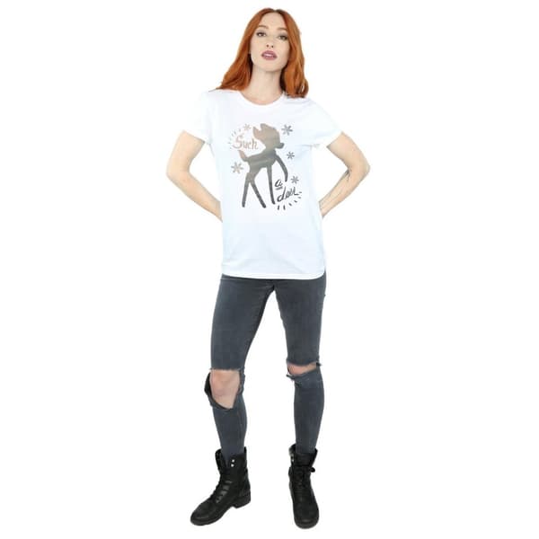 Disney Dam / Dam Bambi Vinter Hjort Bomull Boyfriend T-shirt