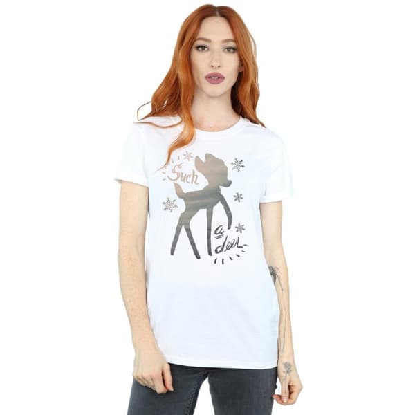Disney Dam / Dam Bambi Vinter Hjort Bomull Boyfriend T-shirt