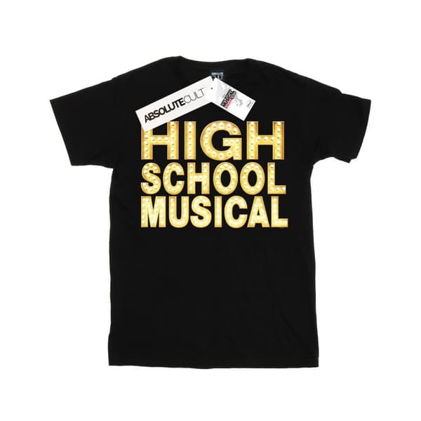 Disney Girls High School Musical The Musical Lights Logo Cotton T-Shirt Black 7-8 Years