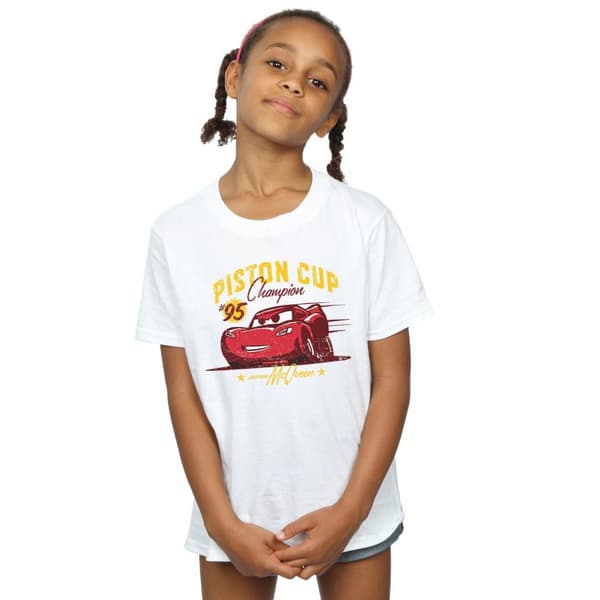 Disney Girls Cars Piston Cup Champion Cotton T-Shirt