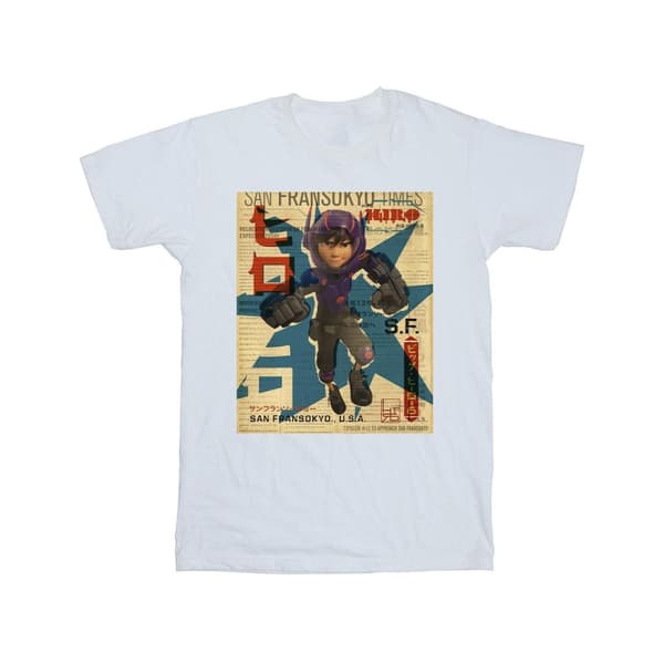 Disney T-shirt i bomull för flickor - Big Hero 6 Baymax Hiro Newspaper
