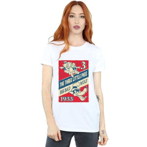 Disney Womens/Ladies Three Little Pigs And The Big Bad Wolf Cotton Boyfriend T-Shirt