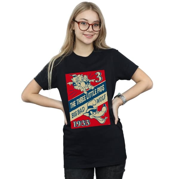 Disney Womens/Ladies Three Little Pigs And The Big Bad Wolf Cotton Boyfriend T-Shirt