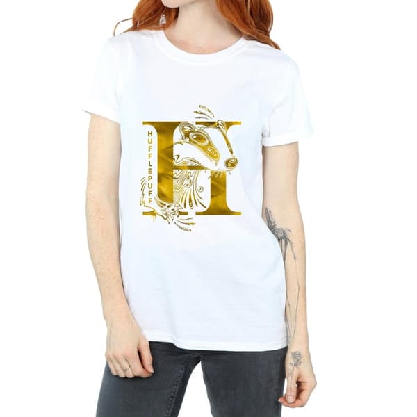 Harry Potter Womens/Ladies Hufflepuff Badger Cotton Boyfriend T-Shirt