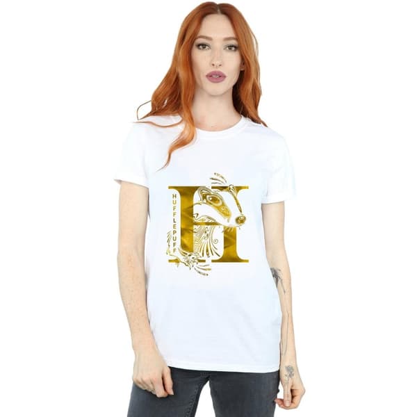 Harry Potter Womens/Ladies Hufflepuff Badger Cotton Boyfriend T-Shirt