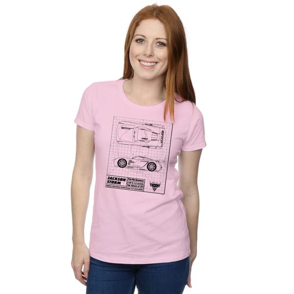 Disney Womens/Ladies Cars Jackson Storm Blueprint Cotton T-Shirt