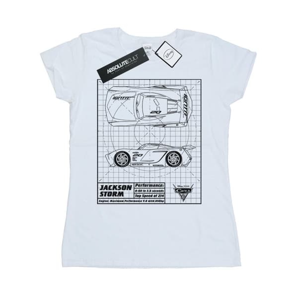 Disney Womens/Ladies Cars Jackson Storm Blueprint Cotton T-Shirt