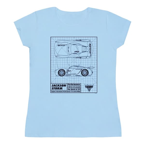 Disney Womens/Ladies Cars Jackson Storm Blueprint Cotton T-Shirt
