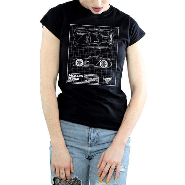 Disney Womens/Ladies Cars Jackson Storm Blueprint Cotton T-Shirt