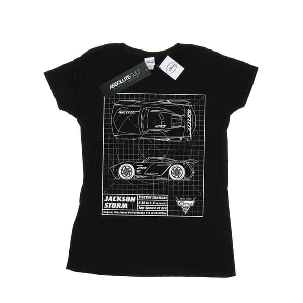 Disney Womens/Ladies Cars Jackson Storm Blueprint Cotton T-Shirt Black S