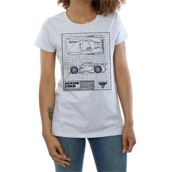 Disney Womens/Ladies Cars Jackson Storm Blueprint Cotton T-Shirt