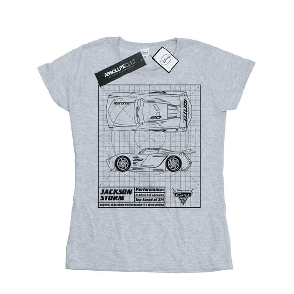 Disney Womens/Ladies Cars Jackson Storm Blueprint Cotton T-Shirt