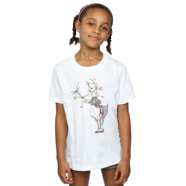 Disney Girls Frozen Sven And Olaf Christmas Ornaments Cotton T-Shirt