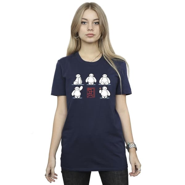 Disney Dam/kvinnor Big Hero 6 Baymax Many Poses Boyfriend-t-shirt i bomull