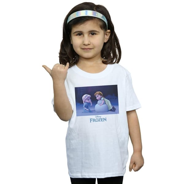 Disney Girls Frozen Build A Snowman Cotton T-Shirt