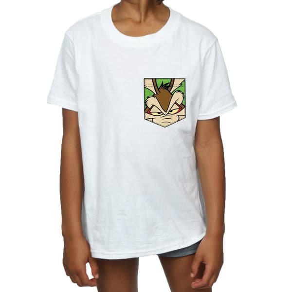 Looney Tunes Wile E Coyote - T-shirt med fuskficka i bomull för flickor