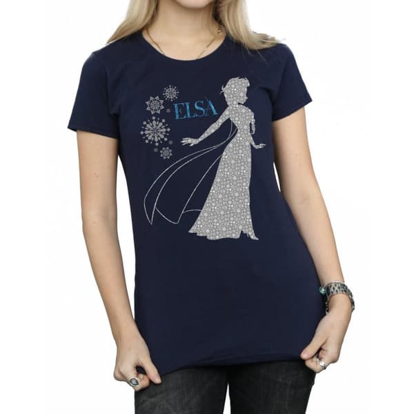 Disney Womens/Ladies Frozen Elsa Christmas Silhouette Cotton T-Shirt