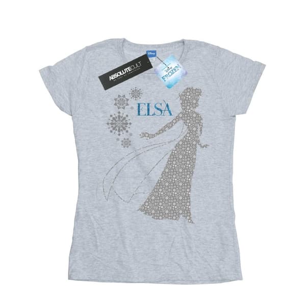 Disney Womens/Ladies Frozen Elsa Christmas Silhouette Cotton T-Shirt