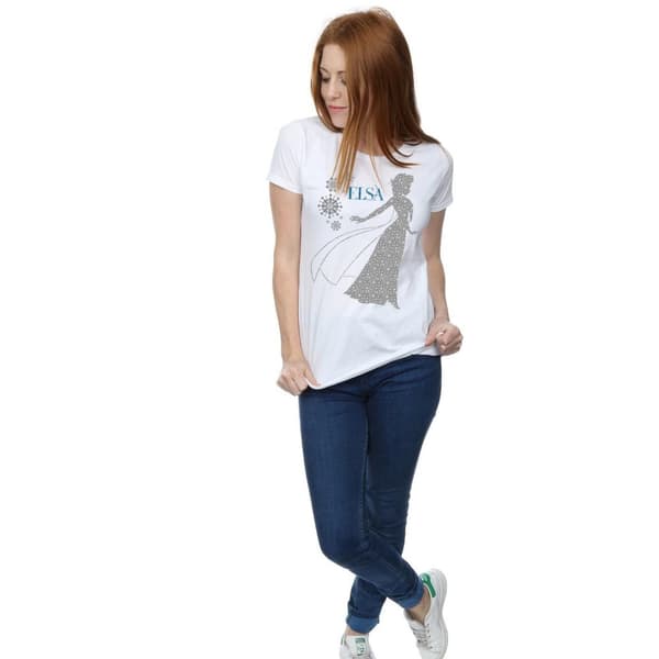 Disney Womens/Ladies Frozen Elsa Christmas Silhouette Cotton T-Shirt