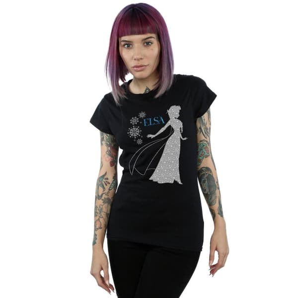 Disney Womens/Ladies Frozen Elsa Christmas Silhouette Cotton T-Shirt