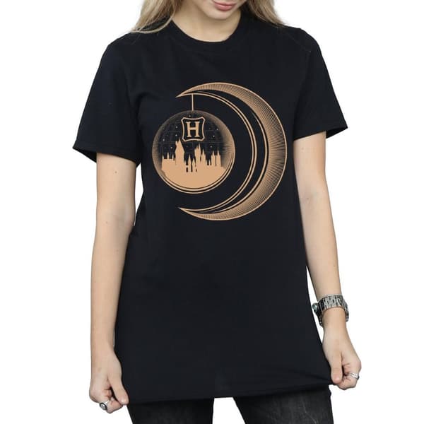 Harry Potter Dam/Tjej Hogwarts Moon Bomull Boyfriend T-shirt