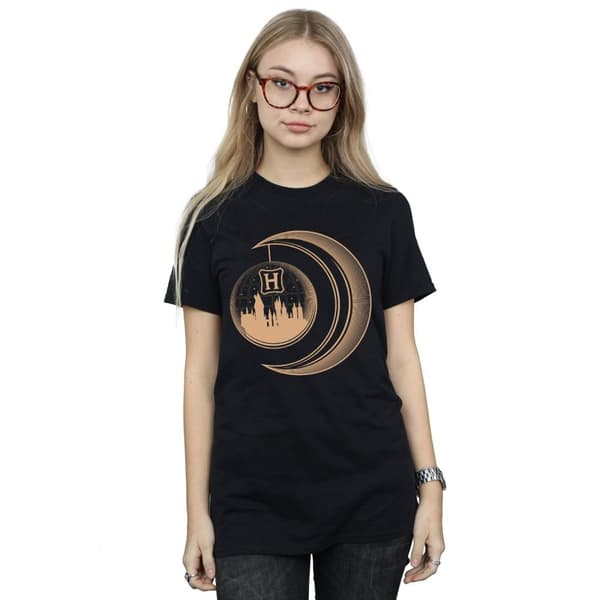 Harry Potter Dam/Tjej Hogwarts Moon Bomull Boyfriend T-shirt