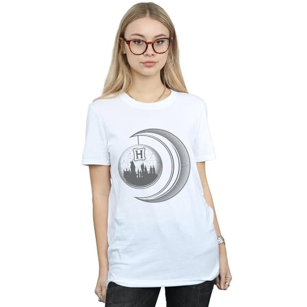 Harry Potter Womens/Ladies Hogwarts Moon Cotton Boyfriend T-Shirt