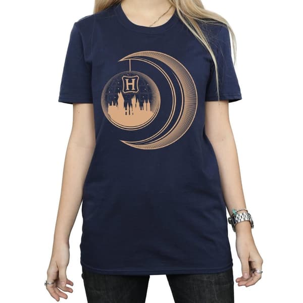 Harry Potter Womens/Ladies Hogwarts Moon Cotton Boyfriend T-Shirt
