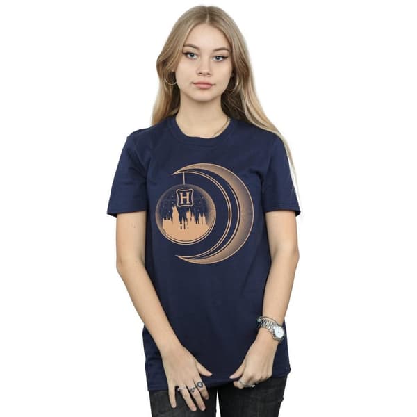 Harry Potter Womens/Ladies Hogwarts Moon Cotton Boyfriend T-Shirt