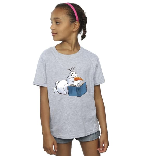 Disney Girls Frozen Olaf Reading Cotton T-Shirt