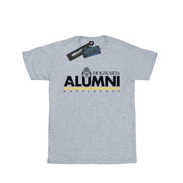 Harry Potter Womens/Ladies Hogwarts Alumni Hufflepuff Cotton Boyfriend T-Shirt Sports Grey XXL