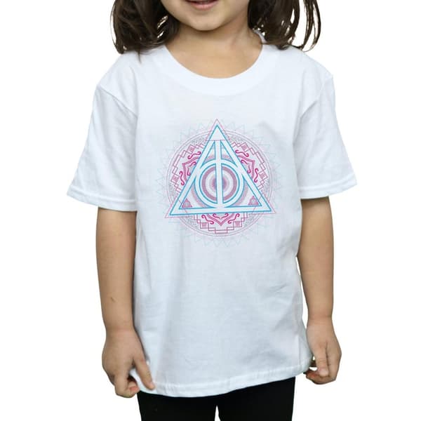 Harry Potter Girls Neon Deathly Hallows Cotton T-Shirt