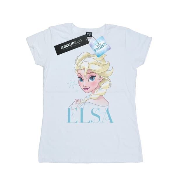Disney Dam/Tjej Frozen Elsa Snöflinga Porträtt Bomulls T-Shirt
