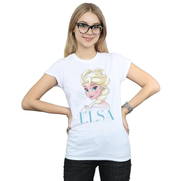 Disney Dam/Tjej Frozen Elsa Snöflinga Porträtt Bomulls T-Shirt