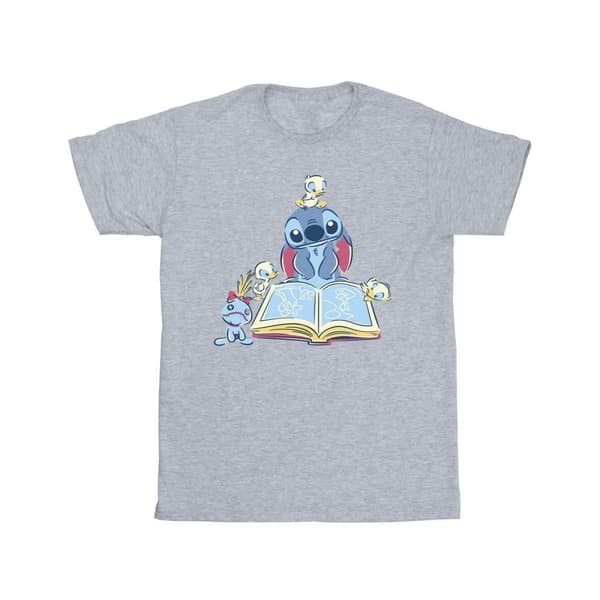 Disney Mens Lilo & Stitch Reading A Book T-Shirt